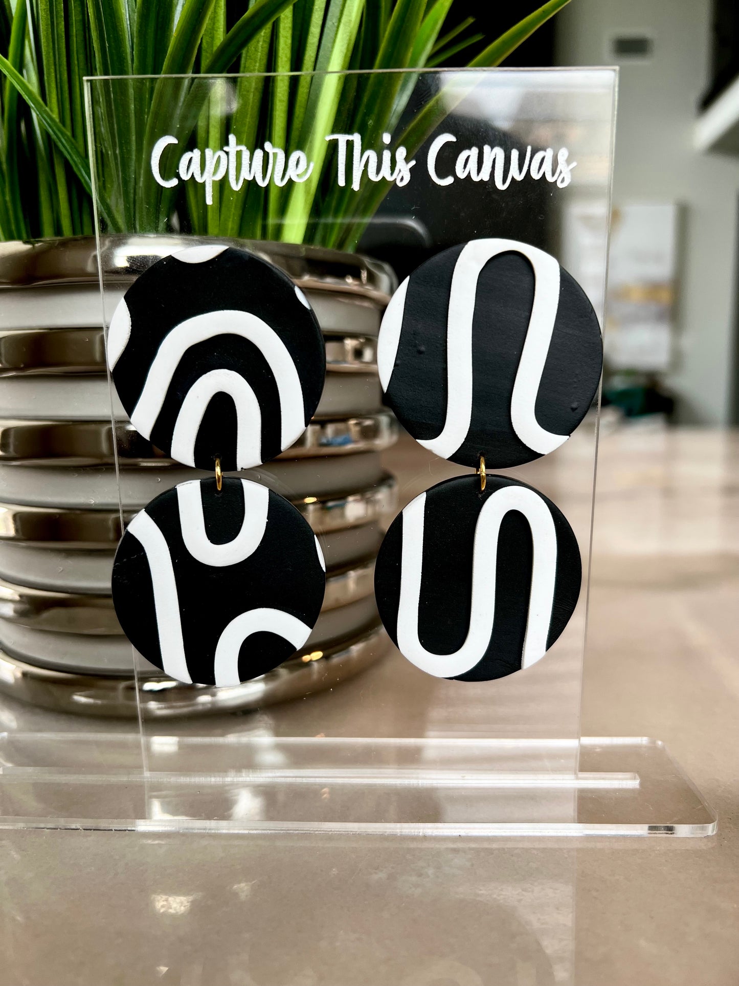 The Khloe Dangles in Black/White Accent