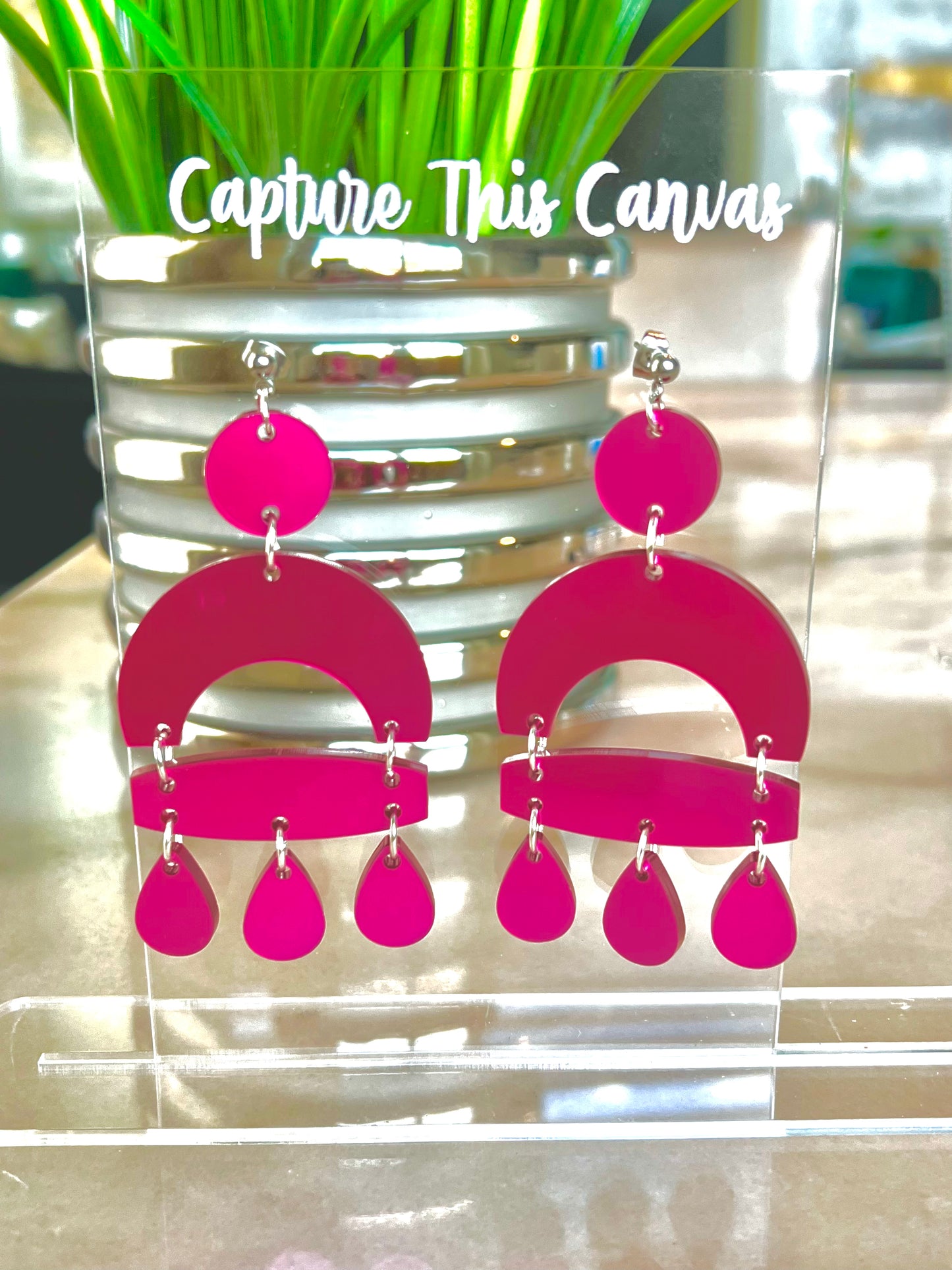 Metallic Dangles in Blue/Red/Fuschia