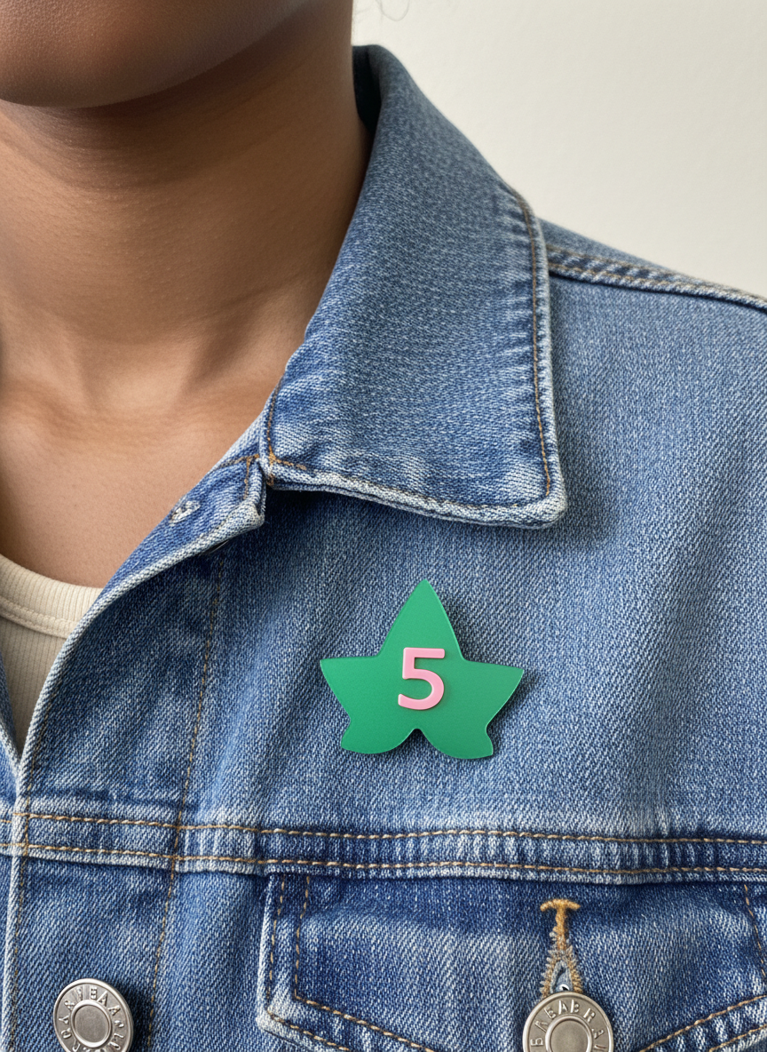 Sorority Number Lapel Pin | Custom Line Number Pin | Greek Life Gift | Acrylic Pin | Crossing Gift|Pink and Green