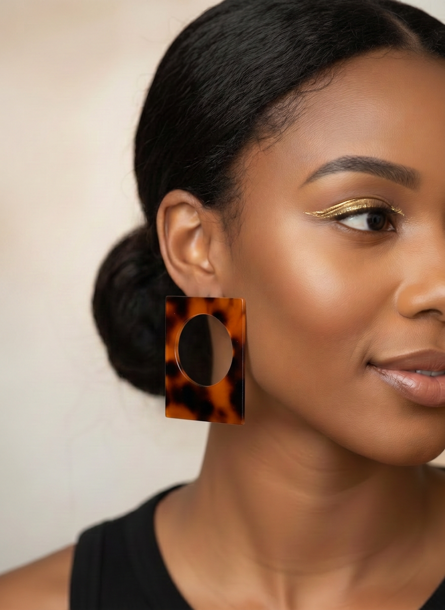 Halo Frame Studs, Bold Cutout Statement Earrings