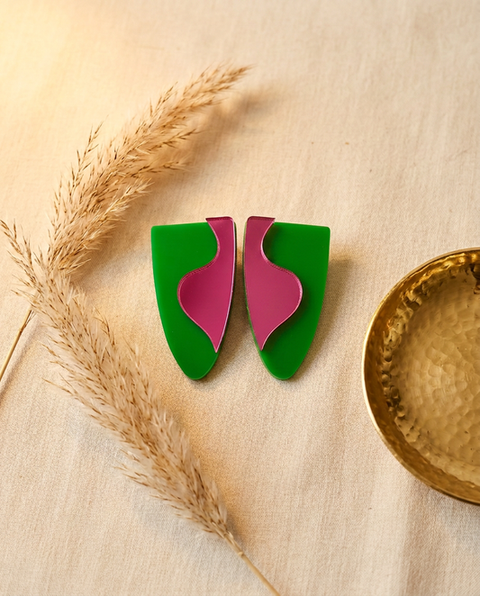 Bayou Flame Drop Earrings-Pink and Green