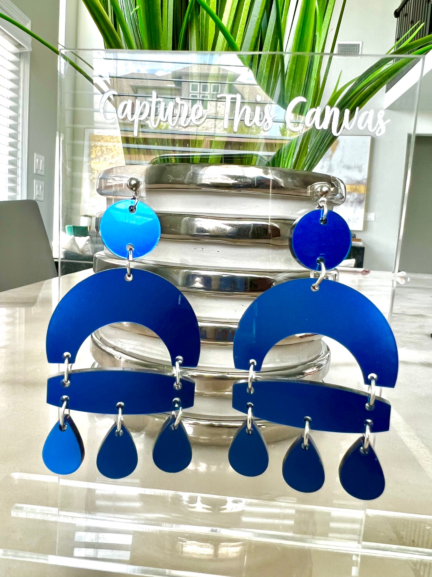 Metallic Dangles in Blue/Red/Fuschia